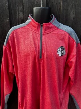 NHL Chicago Blackhawks men's heathered red Quarter-Zip Pullover size XL EUC